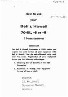 Bell and Howell Filmo 70 DL manual. Camera Instructions.